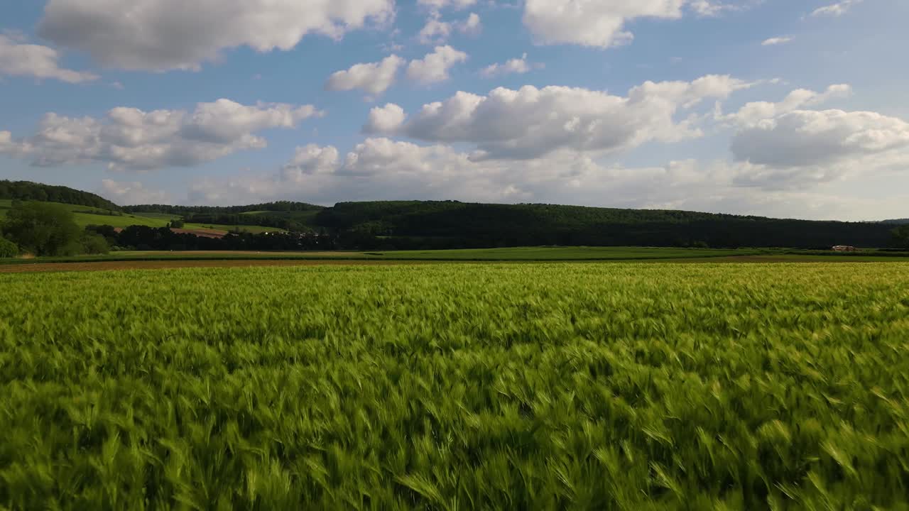 Drone flying over field in germany