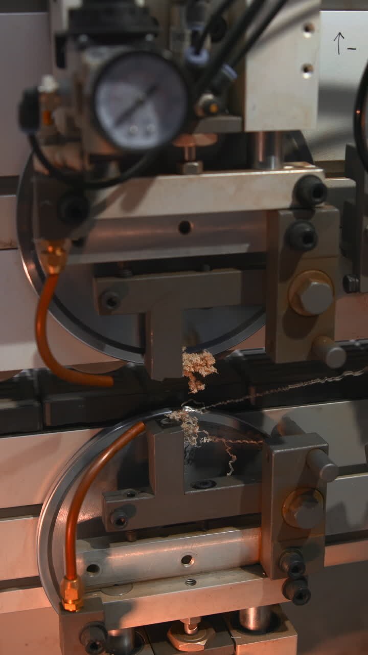Testa del router CNC che si muove lungo l'asse, mandrino e utensile che lavorano il materiale, portelli di estrazione della polvere, avanzamento preciso