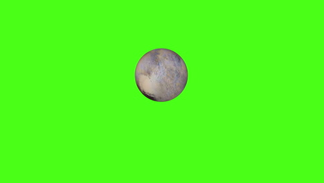 green screen of dwarf planet pluto with meteor impacts - 3d cgi animation