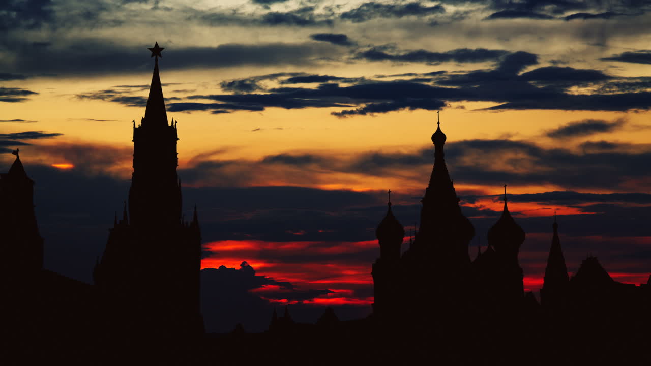 Red Square Silhouette at Sunset
