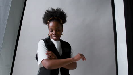 model posing in a studio