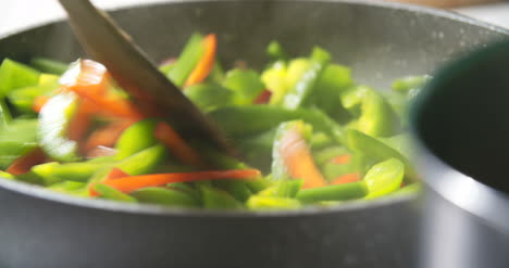 frying delicious colorful vegetables