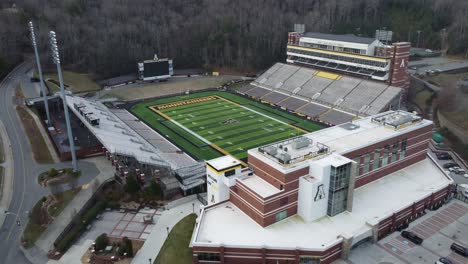 appalachian state football, fast reverse aerial in boone north carolina