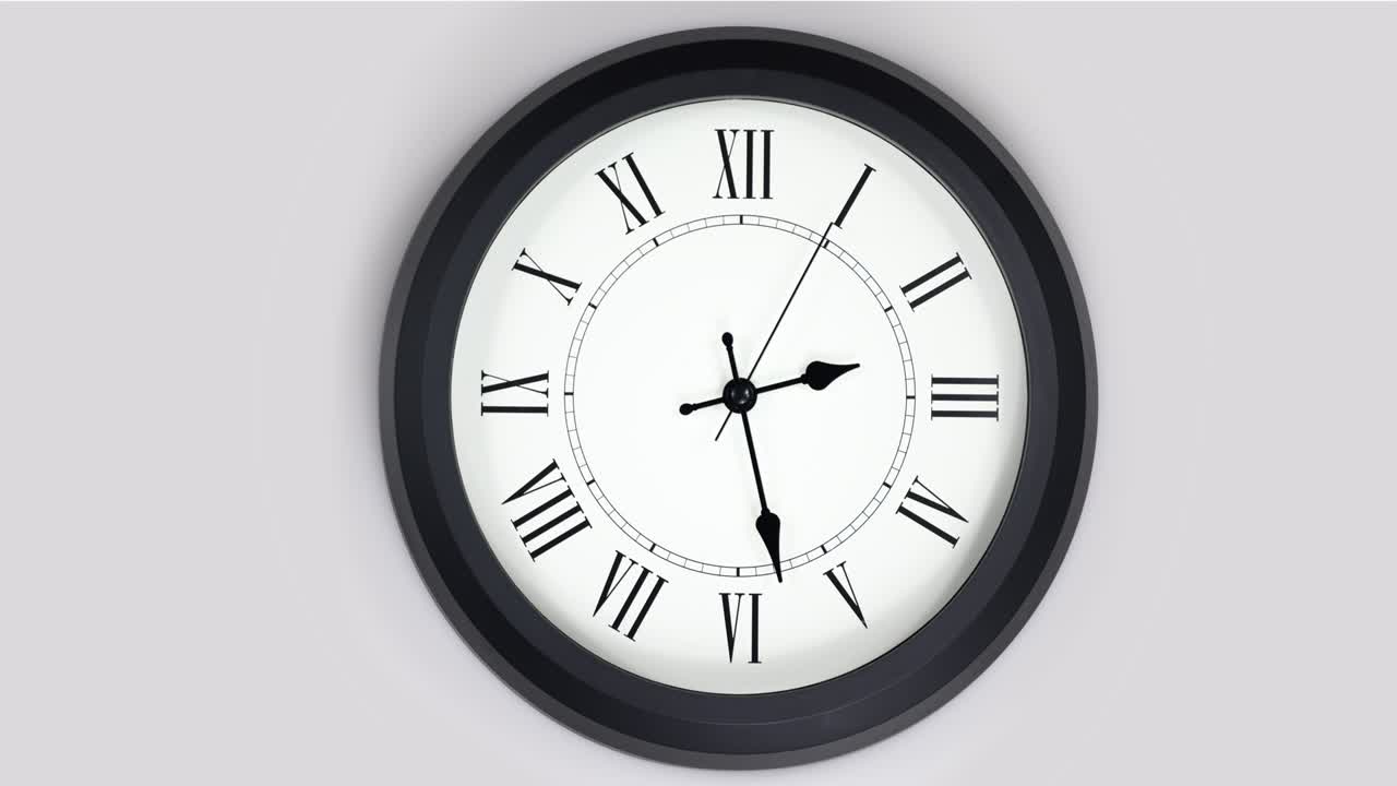 Close-up loop time lapse of a  old-fashioned antiquated wall clock with roman numerals