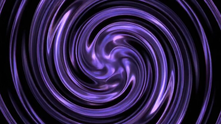 Effetto di luce viola vorticante astratto su sfondo nero