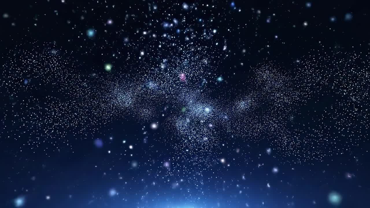 En fascinerende kosmisk videoarkiv scene med vidvinkelvisning av en stjerneklar galakse i det dype verdensrommet