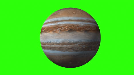Grüner-Bildschirm-Jupiter-Rotiert-Im-Raum-Mit-Benutzerdefiniertem-Hintergrund---4k-cgi-animation