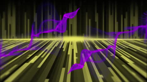 animation of neon lines and purple light trails on black background