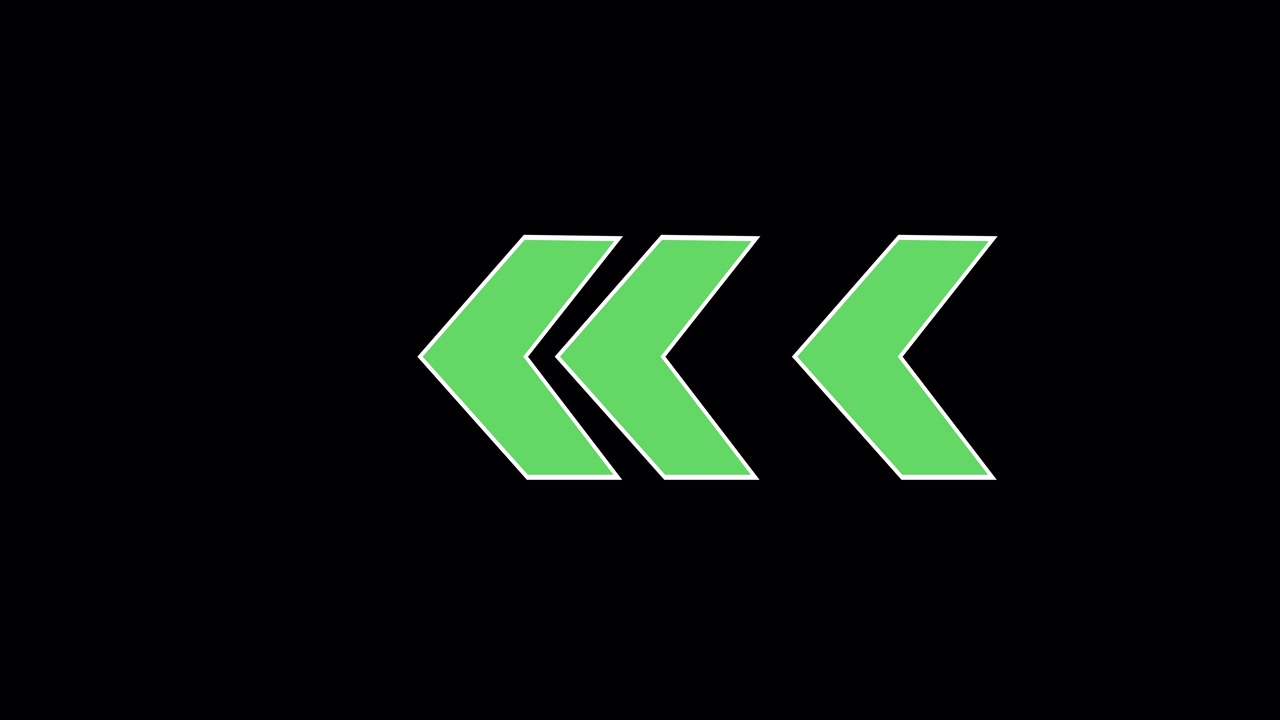 Looping Animation of Green Chevron Arrows Moving Left