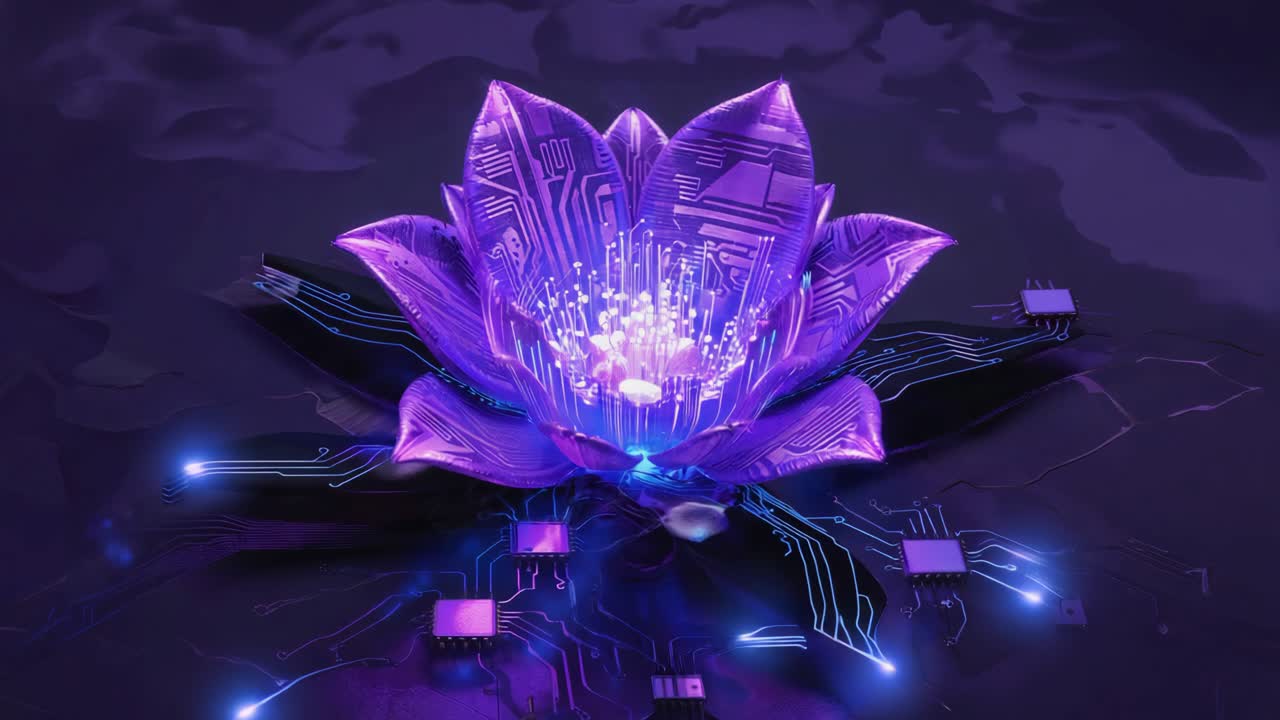 Futuristic Lotus Circuit Board