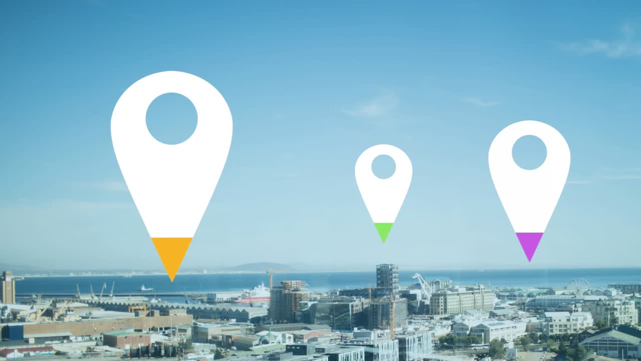 alfileres de ubicación sobre el paisaje