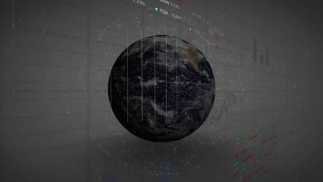 Animation-of-stock-market-and-diagrams-over-globe