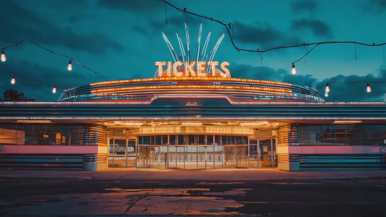 Ticket Booth Entrance at Night
