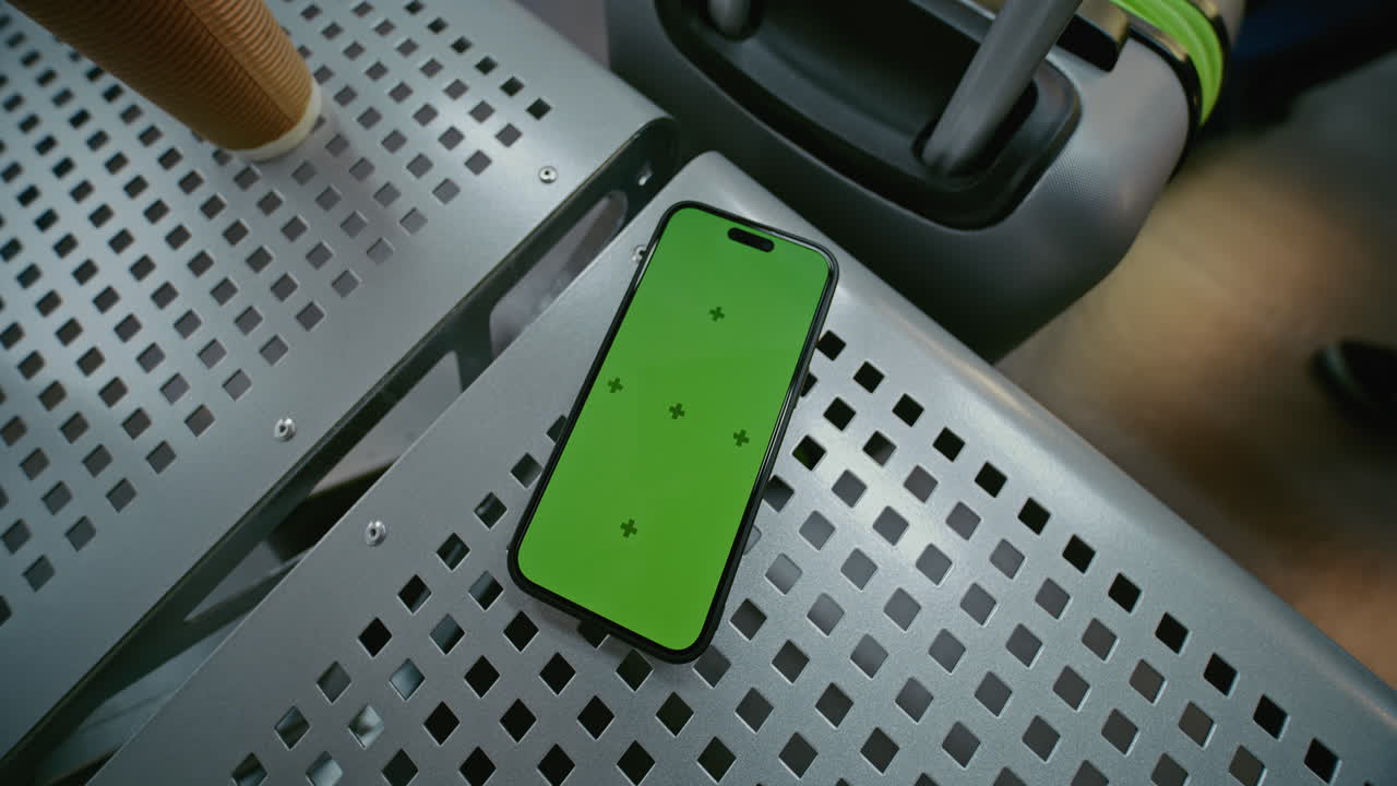 Smartphone with Green Screen on a Bus Seat