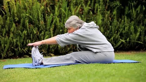 mature woman stretching