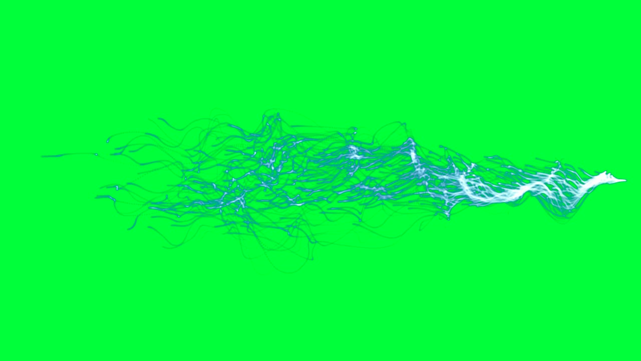 녹색 화면에 추상적인 파란색 스트림