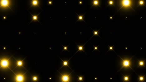 panel de discoteca de animación con lámparas que parpadean luces amarillas sobre un fondo negro.