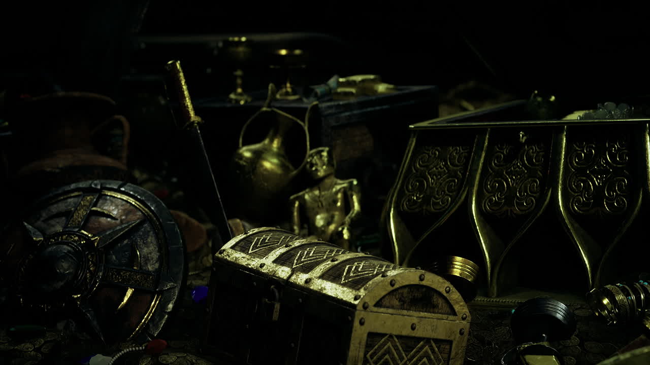 Discovering hidden treasures in a mystical chamber filled with artifacts