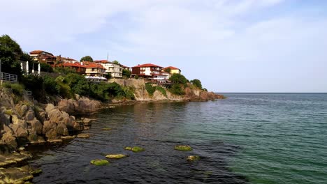 Sozopol-peninsulal-bay-area-to-Cape-Skamni,-black-sea-coast-Bulgaria