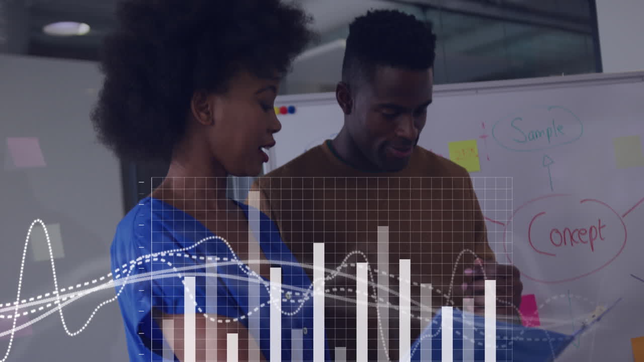 animación de las estadísticas y el procesamiento de datos sobre diversos empresarios en la oficina