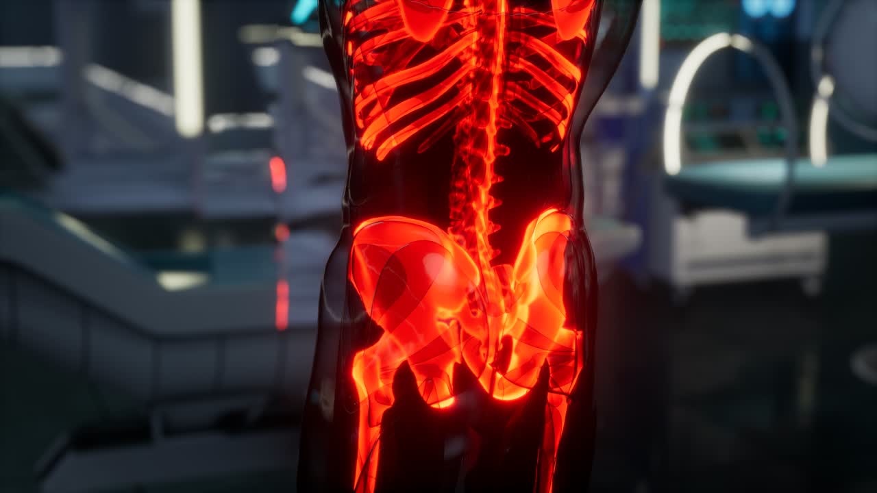 examen de escaneo de huesos de esqueleto humano en el laboratorio