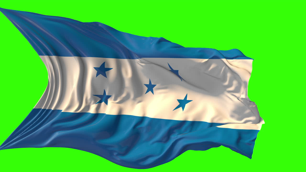 Waving Flag of Honduras on Green Screen Background