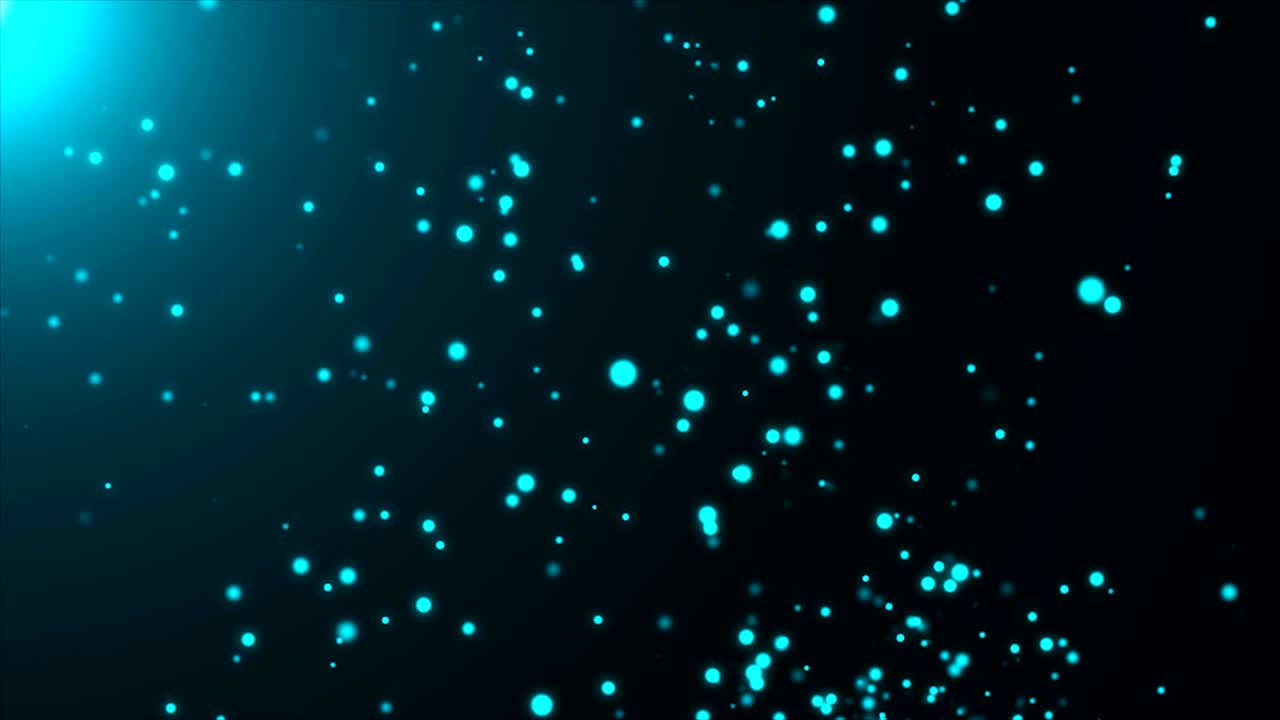 partículas azules parpadeantes en la luz, fondo abstracto generado por computadora, renderizado en 3d