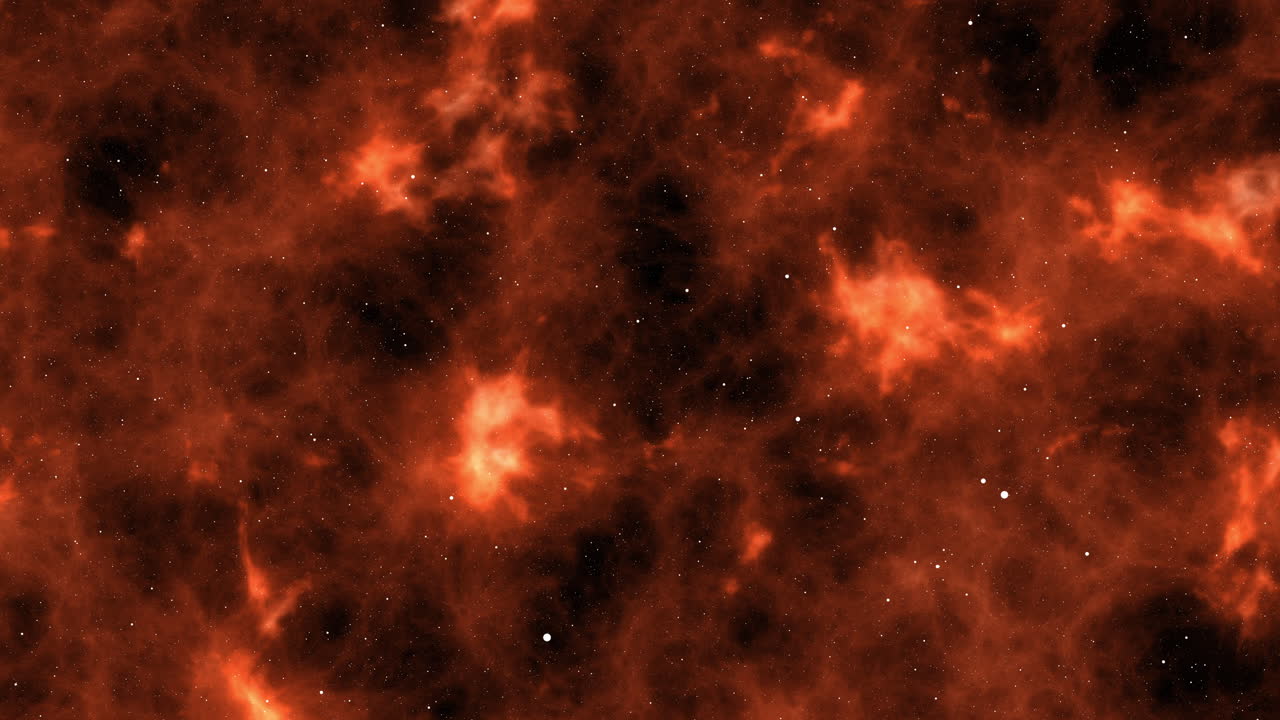 Langsame Weltraumsterne fliegen durch mit roten, nebelartigen Wolken im Hintergrund - 4K ProRes