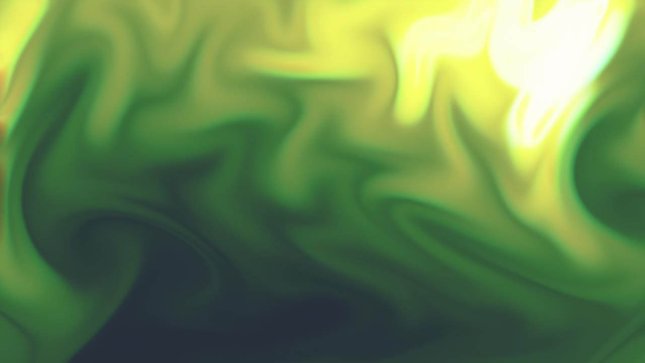 петляющий зеленый и желтый жидкий цвет в абстрактных визуальных эффектах