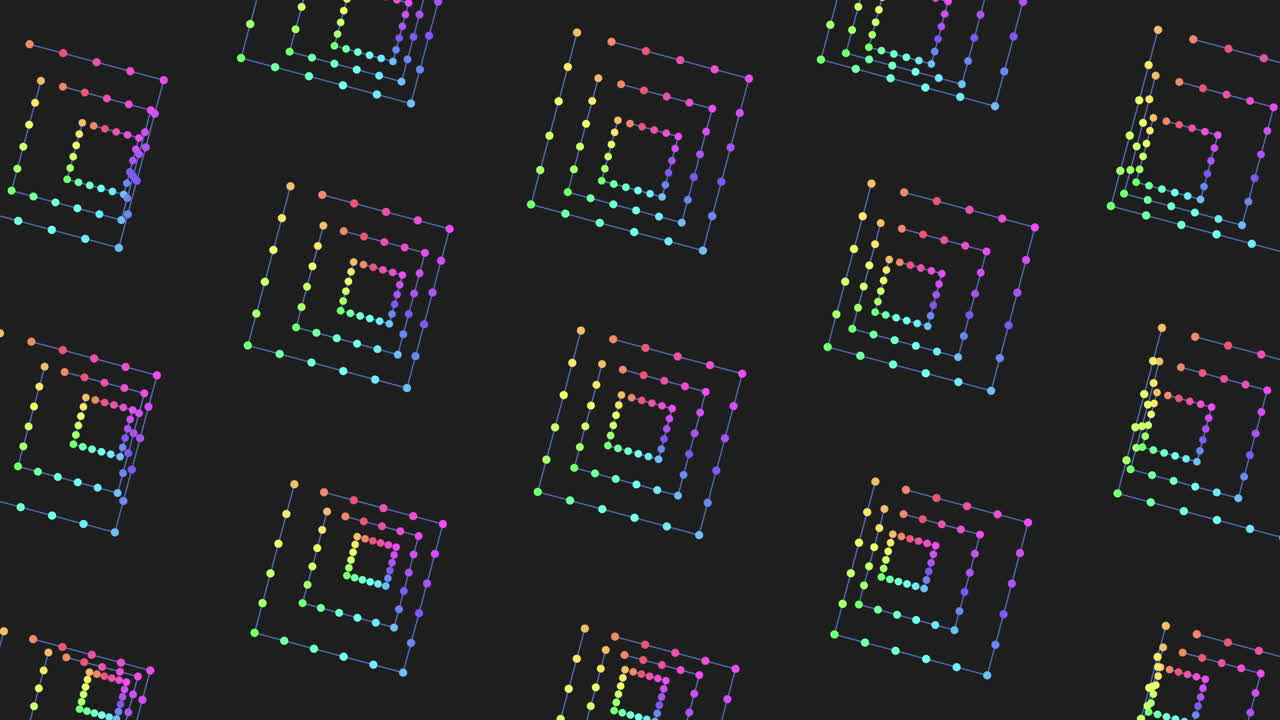 점과 선의 미래형 네온 큐브 패턴