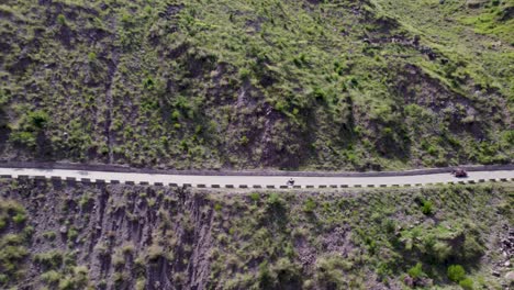 Aerial-view-of-solo-bike-rider-in-the-kashmir-valley---Bike-riding-and-trip-to-kashmir