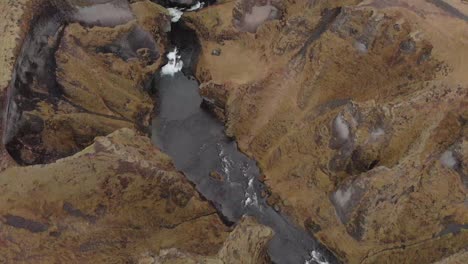 Cinematic-aerial-flyover-of-stunning-Icelandic-canyon