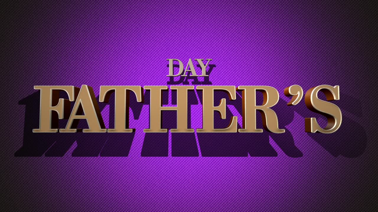 Celebre o Dia dos Pais com um banner elegante de letras douradas em um fundo preto e roxo