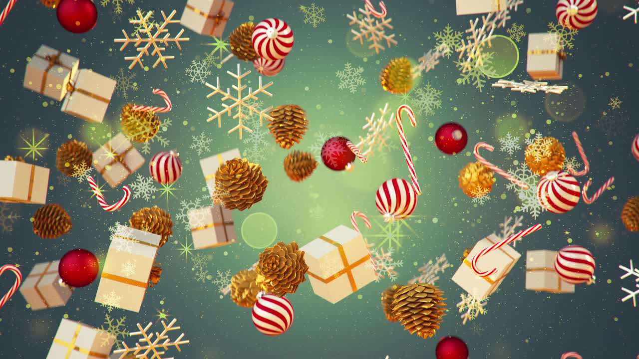 fondo de navidad con bolas brillantes bucle sin costuras animación de renderización 3d