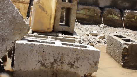 construction site, close up of construction materials on dirt