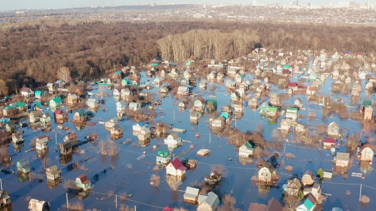 The hydroelectric plant increased the discharge of water through the dam - rise of the river level per day. Preserving of the environment concept.