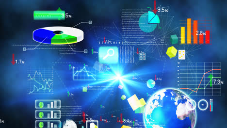 digital animation of financial data processing against blue background