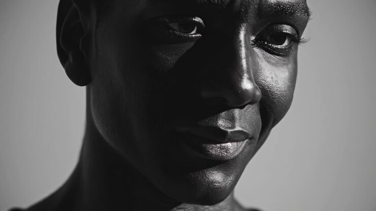 Montage showcasing a range of subtle facial expressions on a person of color, highlighting nuances of emotion and the interplay of light and shadow on skin