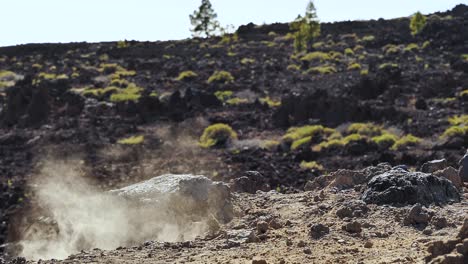 Static-slow-motion-shot-of-rock-crashing-and-exploding-into-pieces