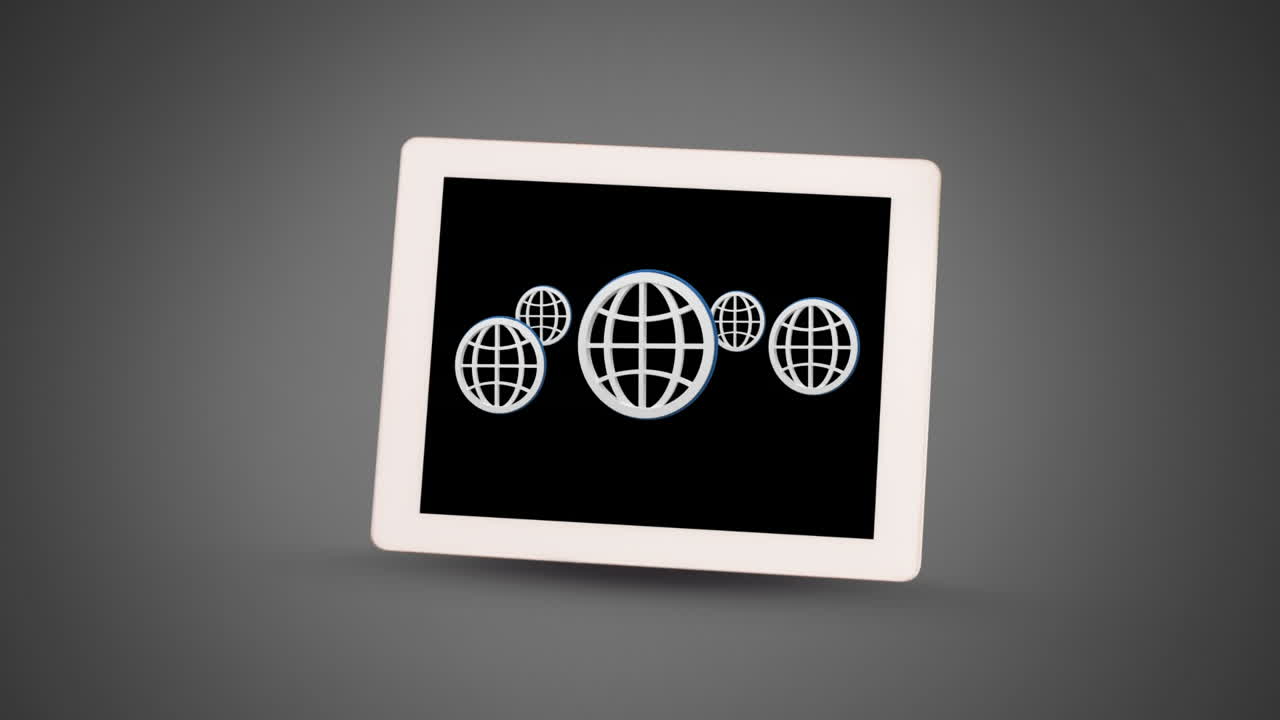 animación de los iconos del globo en una pantalla de computadora