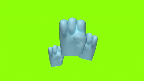 blue fist bump animation on bright green background