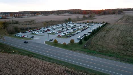 sen setting over a carpool lot in michigan