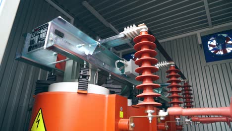 transformer of solar power station. alternative source of electricity.