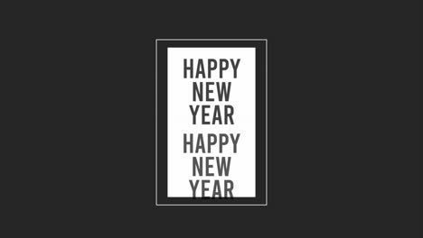 texto moderno de feliz año nuevo en el marco en gradiente negro