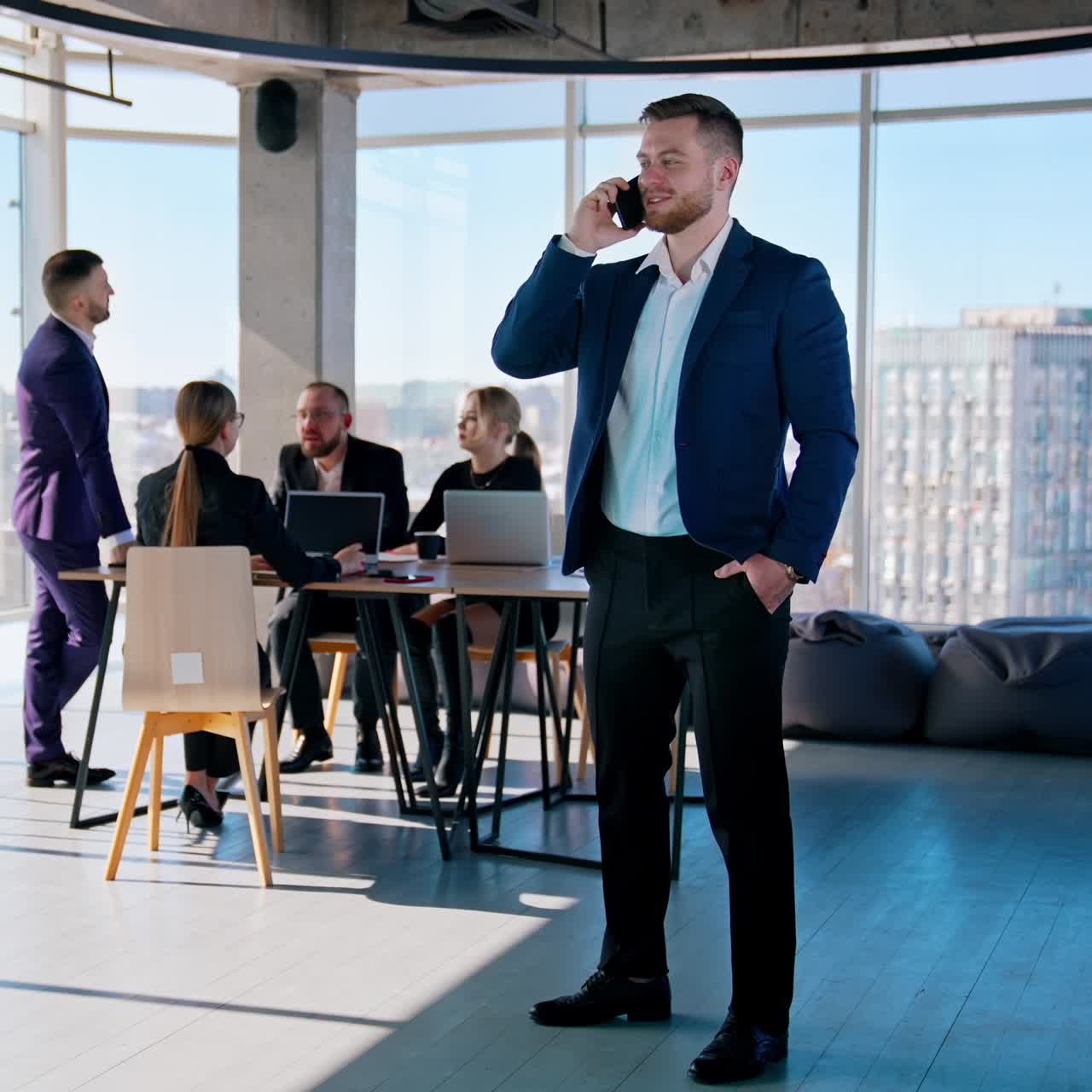 Teamwork, brainstorming concept. Young creative managers team working with new startup project in modern office