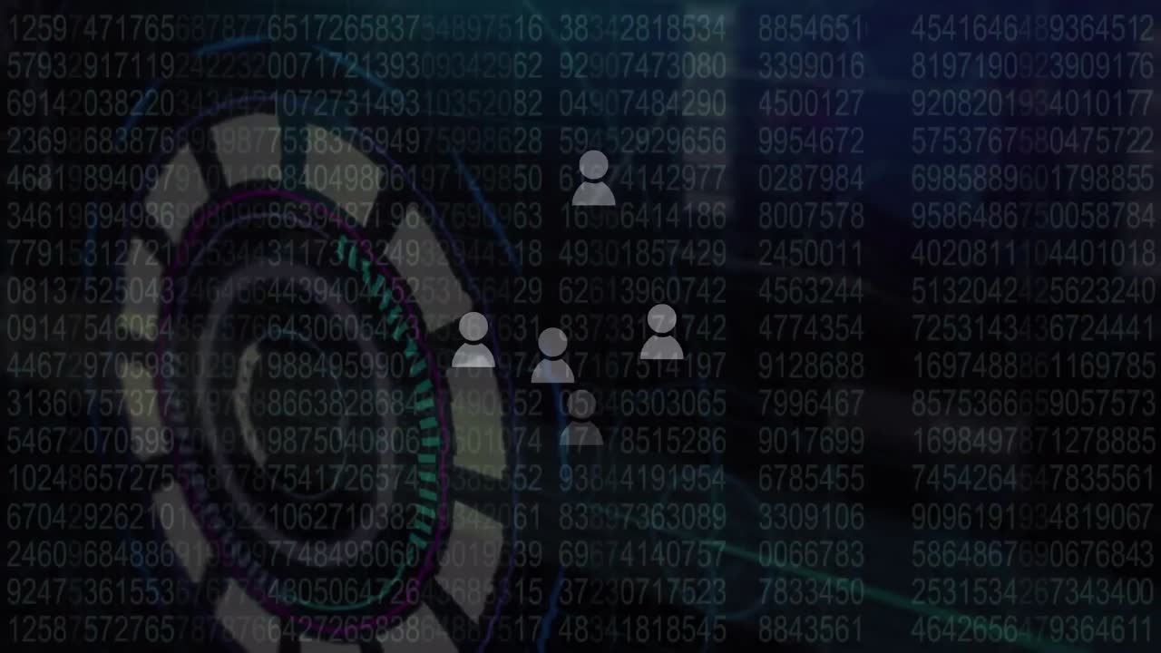 animación del procesamiento de datos sobre un fondo negro