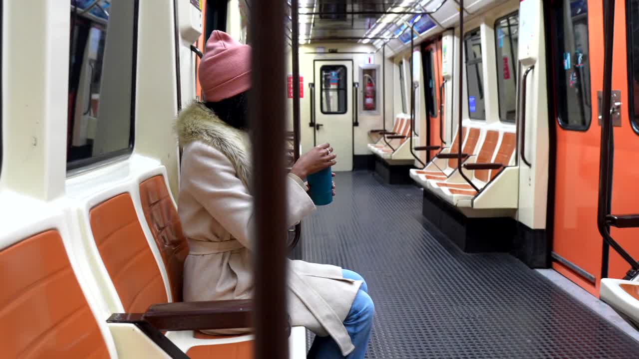 Woman in a Subway Car
