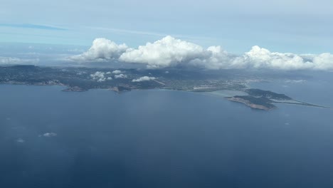 aerial view from a cockpit of ibiza island in a winter’s day