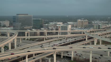 aerial of cars on i-10 west freeway in houston, texas