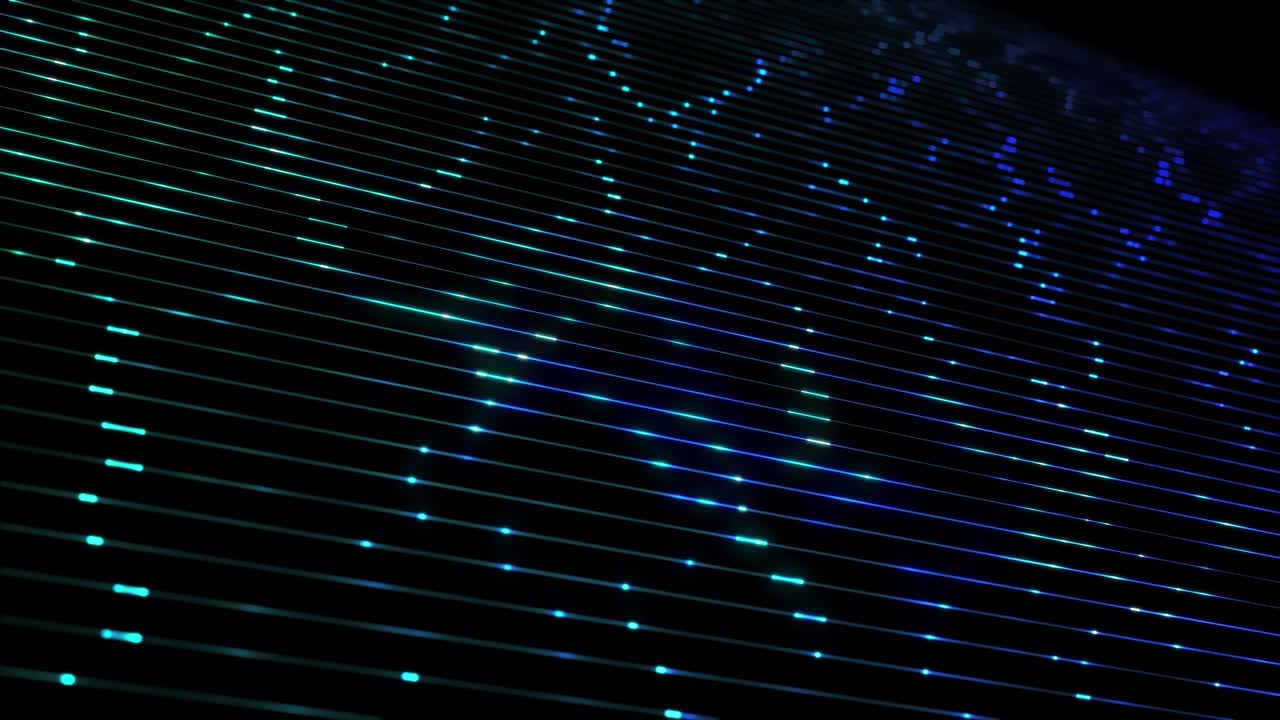 Futuristic technology loop background, abstract modern line wave data transfer cyberspace. Computer AI artificial intelligence concept.